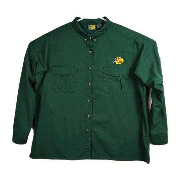 Bass Pro Shop Other - Bass Pro Shops Button-Up Shirt Men's XXL Green Embroidered Logo Long Slvs